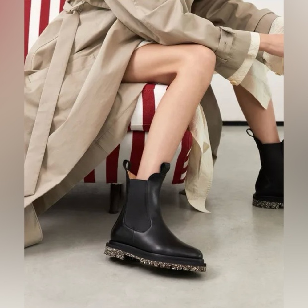 Dear Frances Tony Boot Leather Chelsea Platform Boots in Black (EU 37)